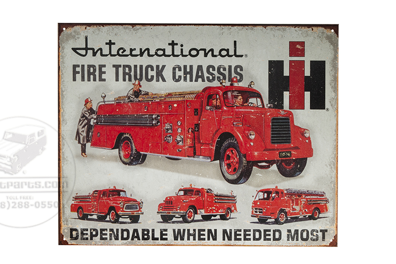 Metal Sign - Fire Truck International Chassis