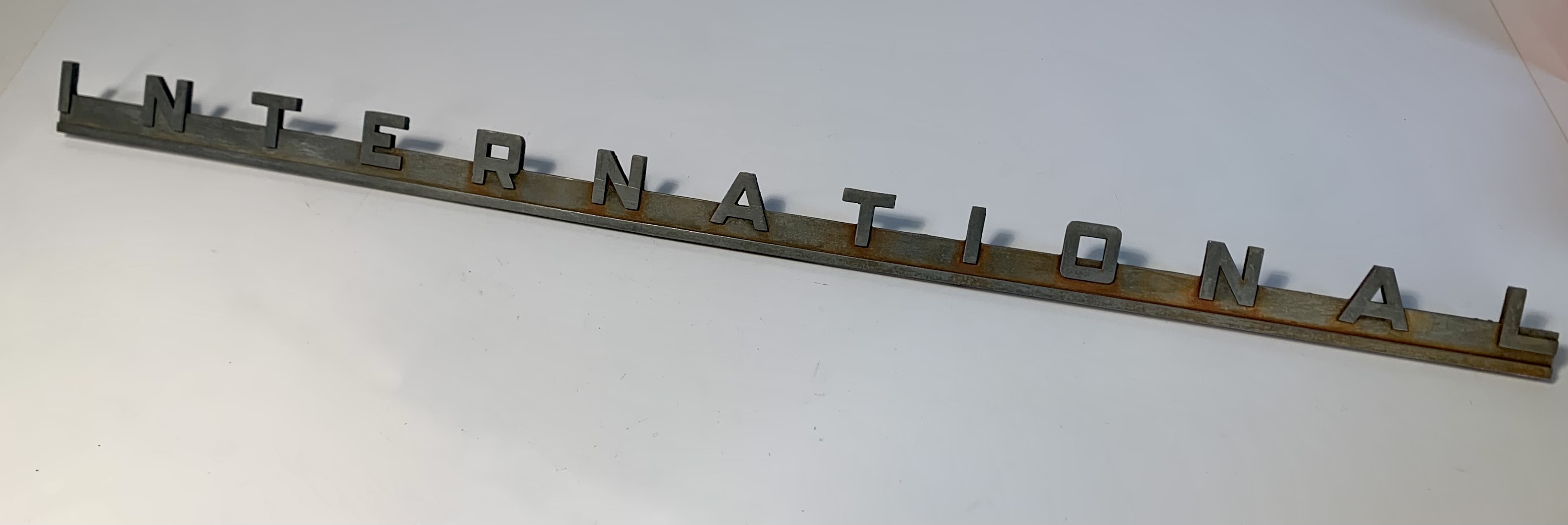 rare IH truck hood script emblem 122192-H 25 inches 1950s to 1960s